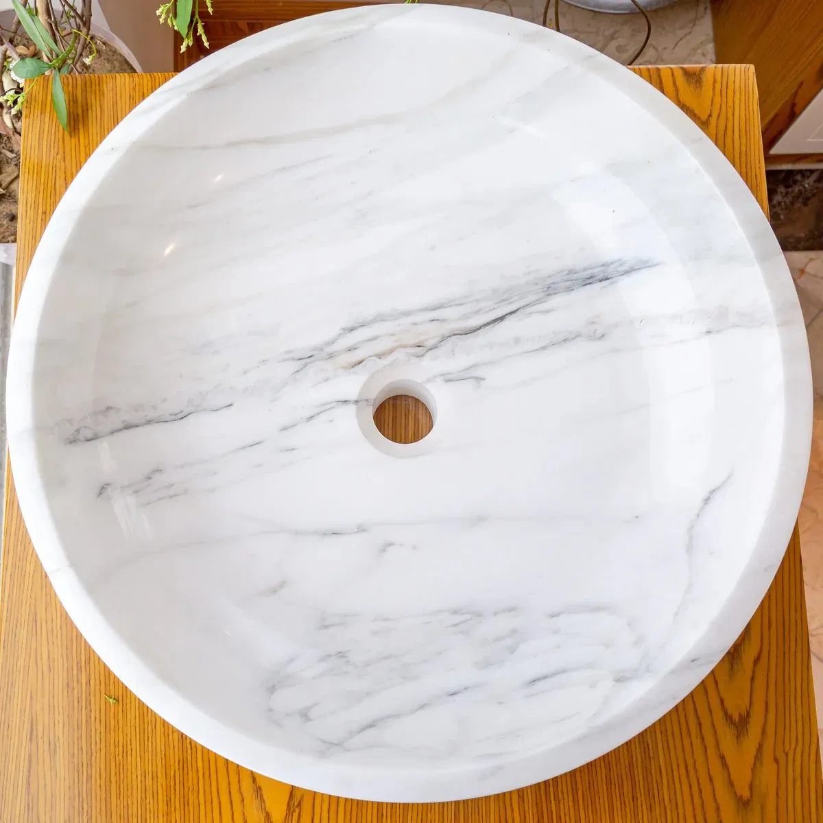Natural Stone Calacatta Carrara White Marble Basin Vessel Sink Bowl Polished