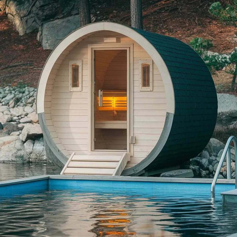 Премиальная бочкообразная сауна для сада