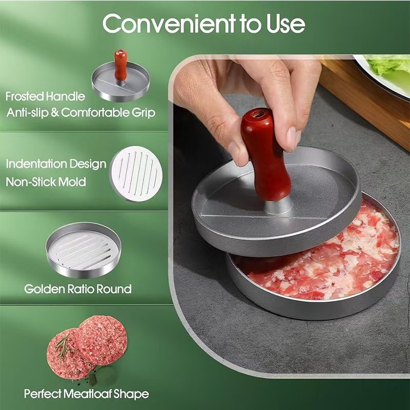 Easy-to-Use Nonstick Hamburger Maker and Meat Press for Households