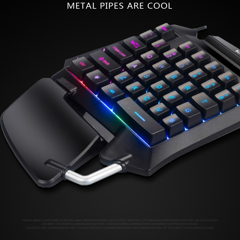 Single Hand Gaming Metal Keyboard Backlit Game Keypad for Pubg Mobile Games