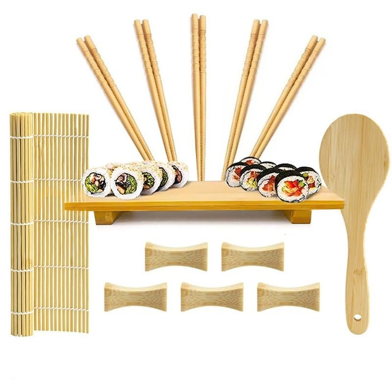 Wholesale Sushi Making Set Bamboo Sushi Roll Mat with Onigiri Triangle Mold Sushi Tools Set