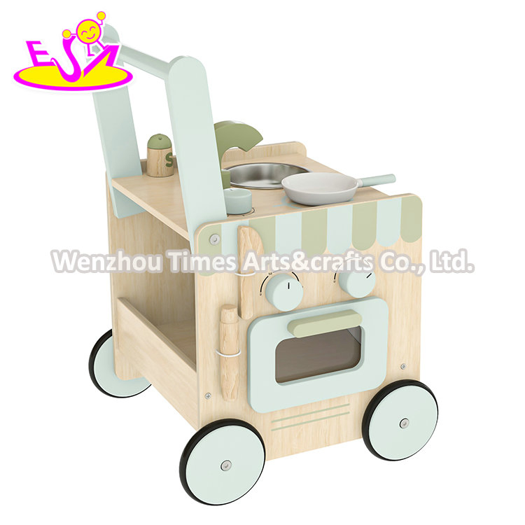 Multifunctional Walking Learning Wooden Play Kitchen Push Walker for Kids W16e243