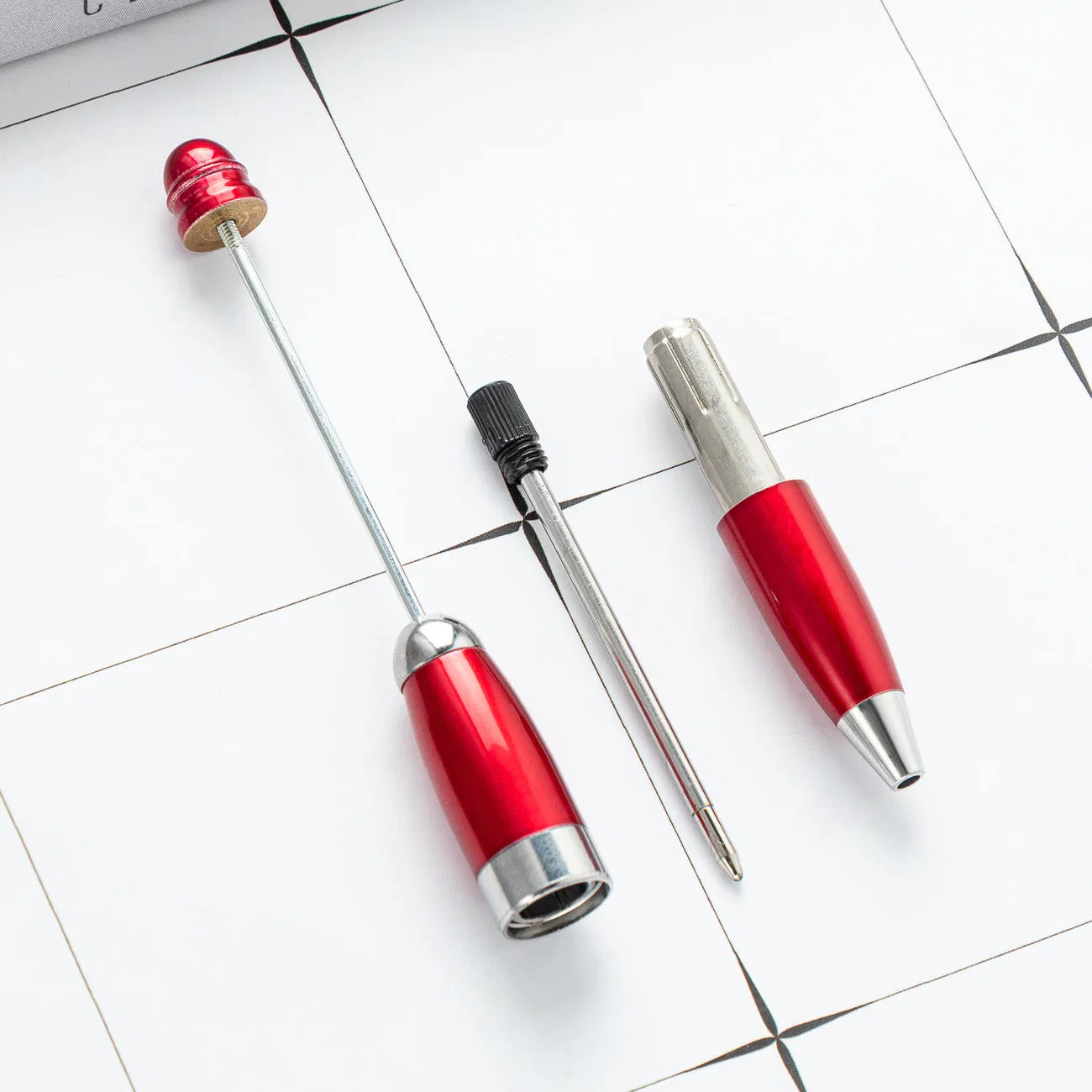 New Arrival Custom Metal Wholesale Beadable Keychain Beaded Pen Keyring DIY Personalized Novelty for Jewelry Making Toys