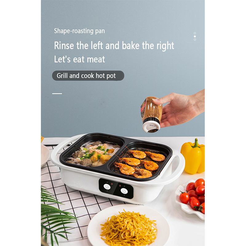 Multifunctional Integrated Electric Cooking Pot and Grilling Pan, Non Stick Coating