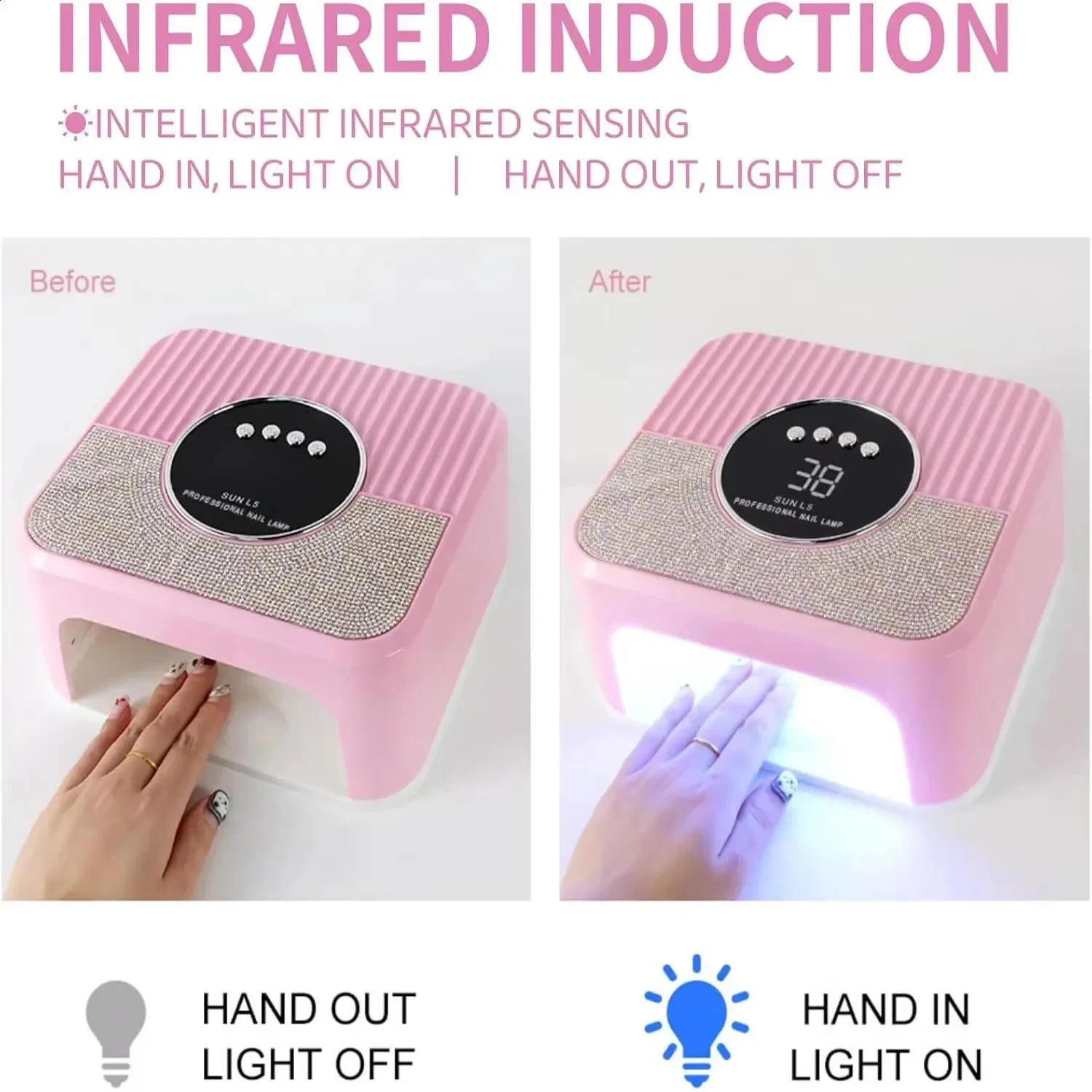 Wholesale Professional High Power Nail Dryer UV LED Lamp with Diamond for Salon Use