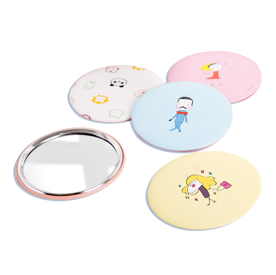 Mini Makeup Mirror Korean Cute Cartoon Cermin Round Portable Pocket Mirror Hand Gifts Pocket Mirror for Women