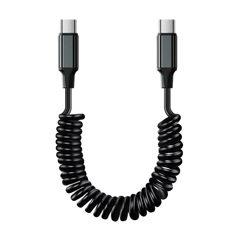 Кабель USB-C 100W с пружиной, двойной