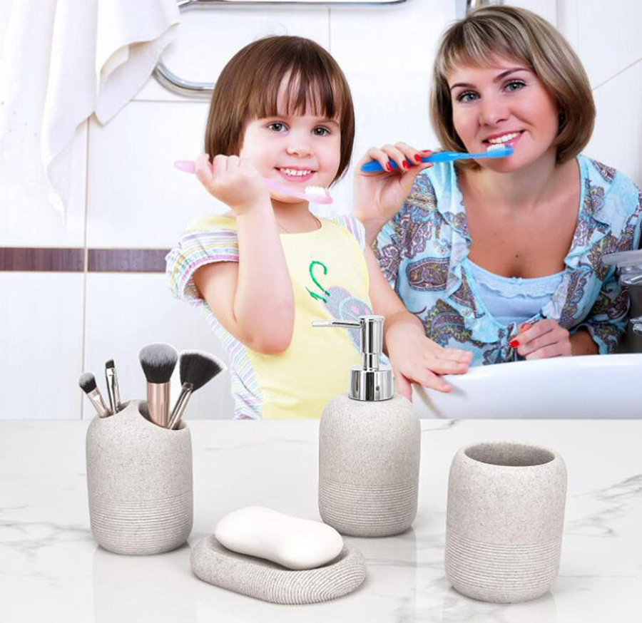 Soap Dispenser Toothbrush Holder Bathroom Tumbler Soap Dish Bathroom Accessory Set