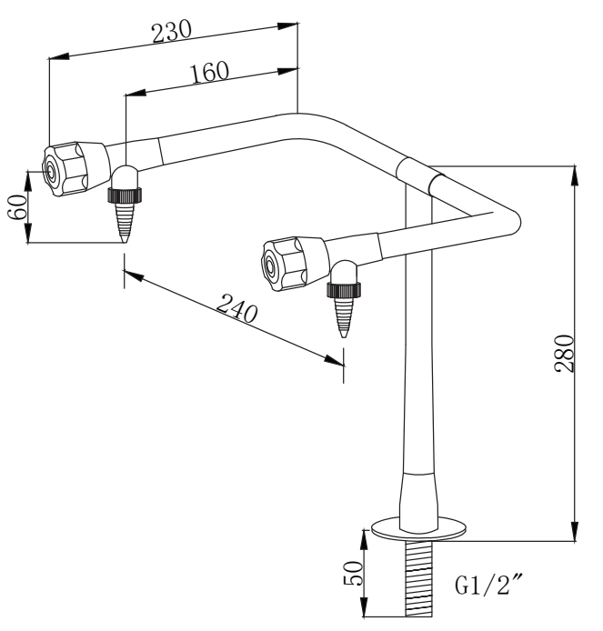 Лабораторный кран для химических столов и вытяжных шкафов