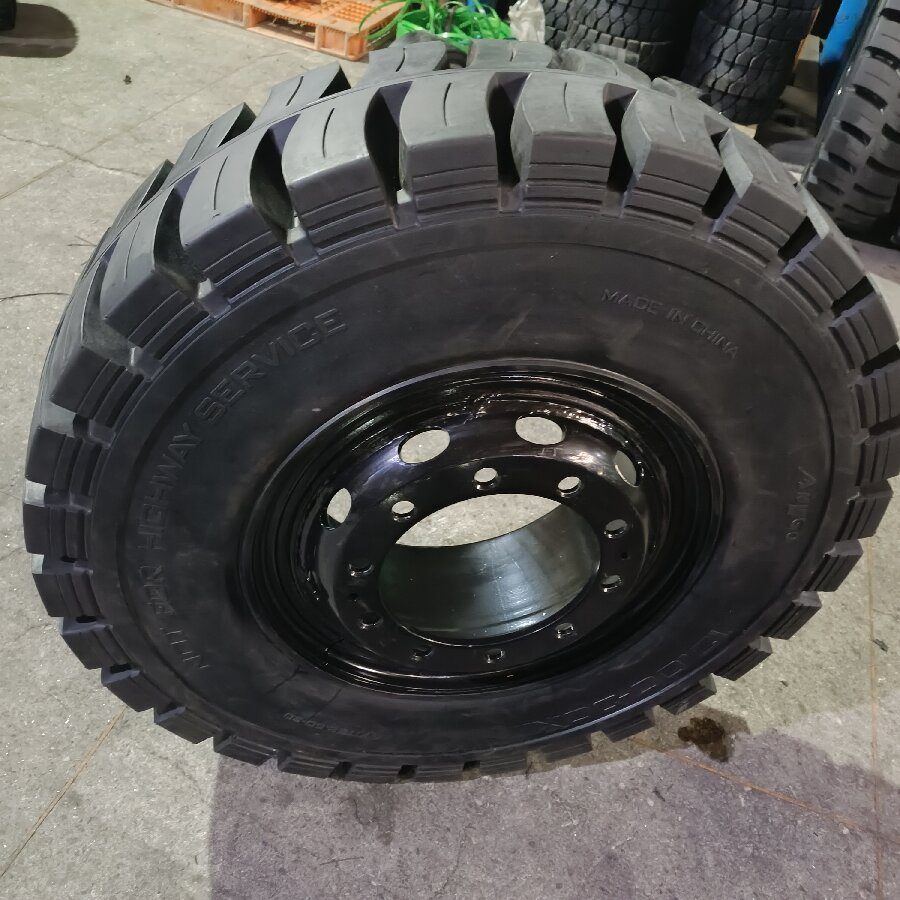 Anygo 12.00-20 XZ06 Solid Tire with Rim for Terex MHL340 Material Handler and Heavy-Duty Forklifts
