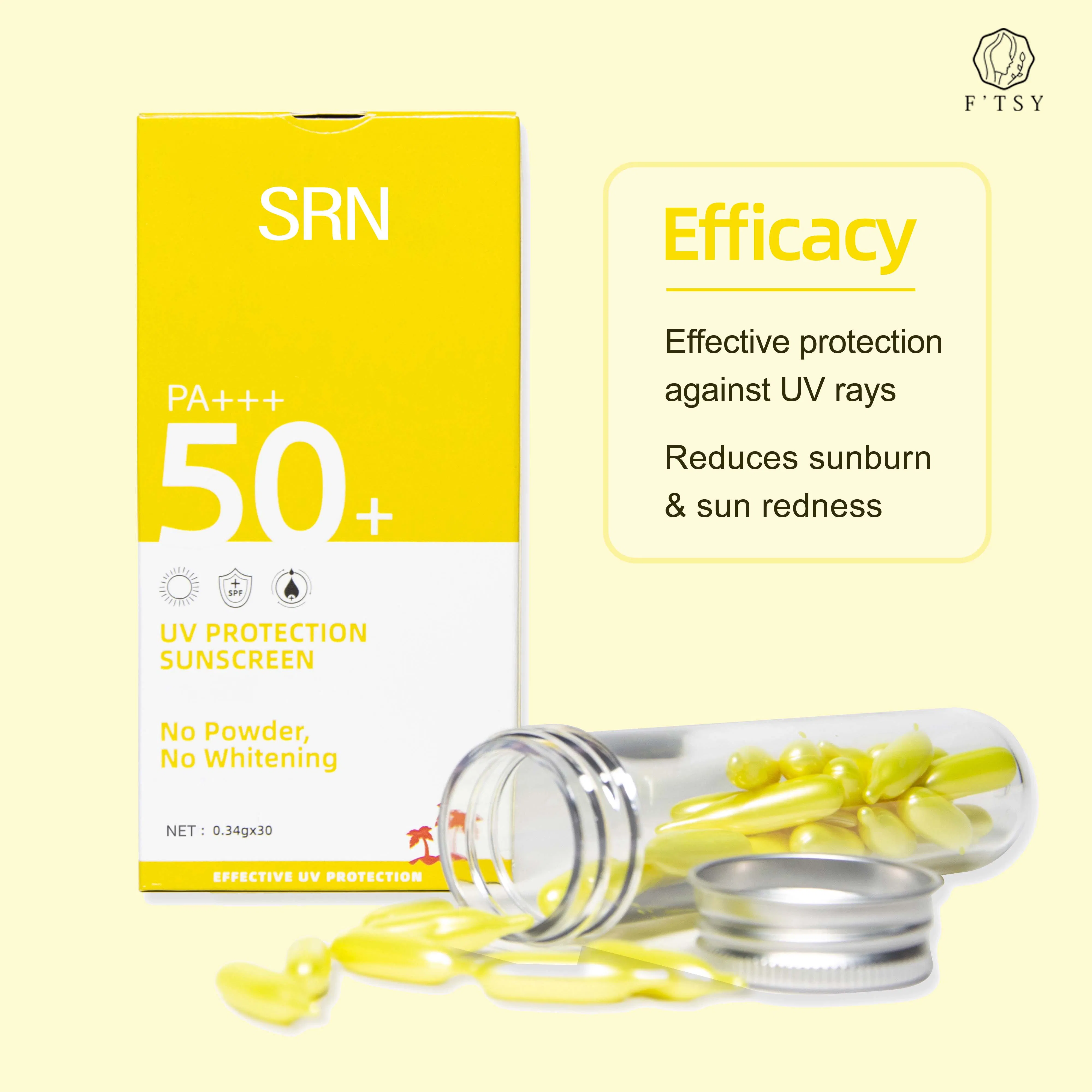Private Label SPF 50 Capsule Sunscreen Sunblock Travel Size Sunscreen Capsules