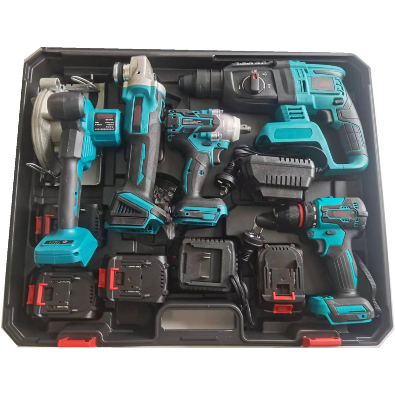 High-Power Brushless Tool Set 5-in-1 Portable Cordless Combo with Lithium-Ion Batteries