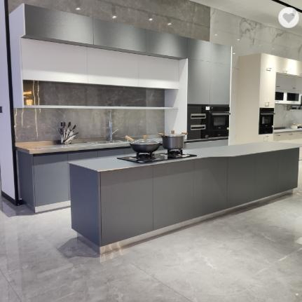 Custom Furniture Luxury Prefabricated Complete Modular Stainless Steel Handless Modern Kitchen Cabinet