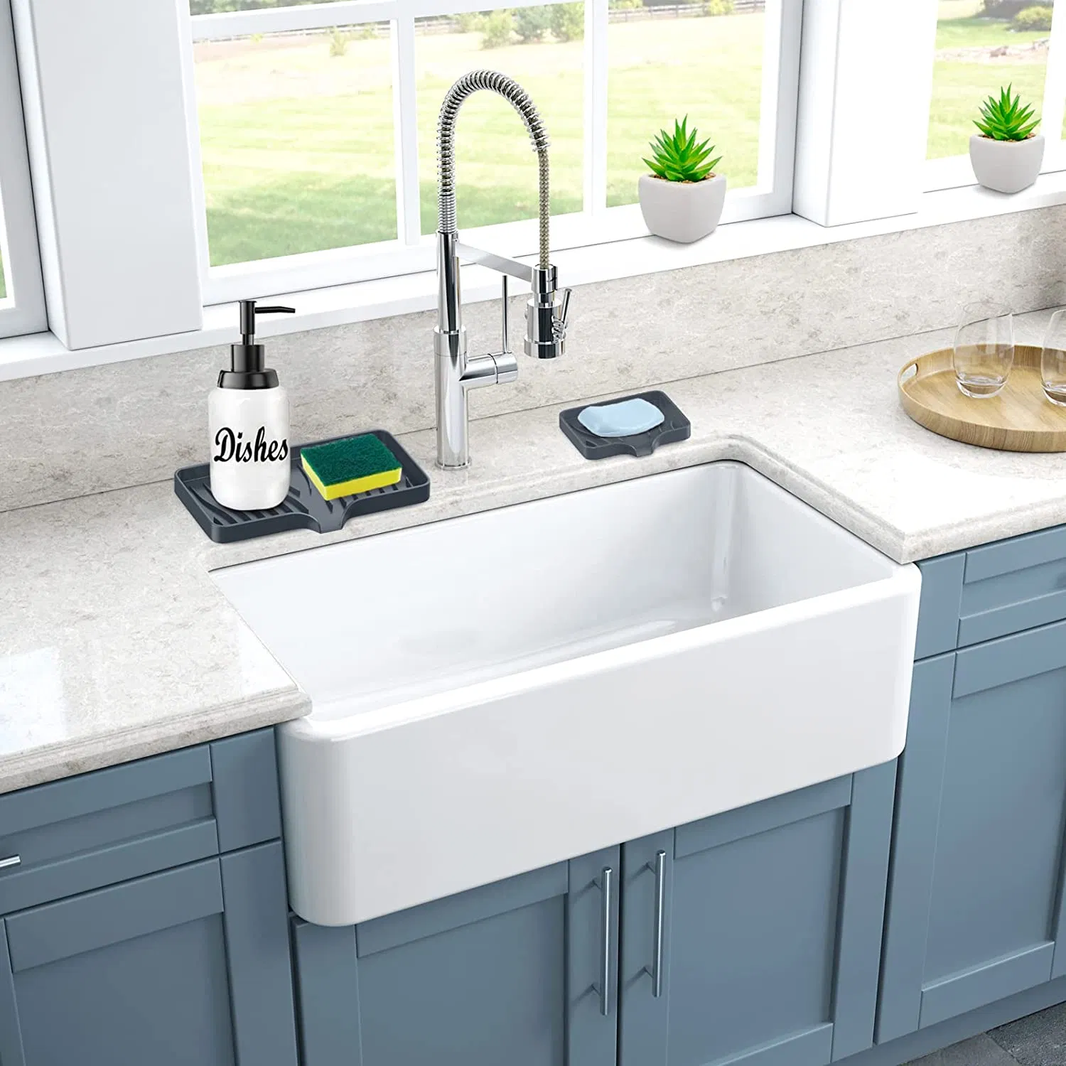 Kitchen Sink Tray Silicone Sponge Self Draining Bathroom Sinkorganizer