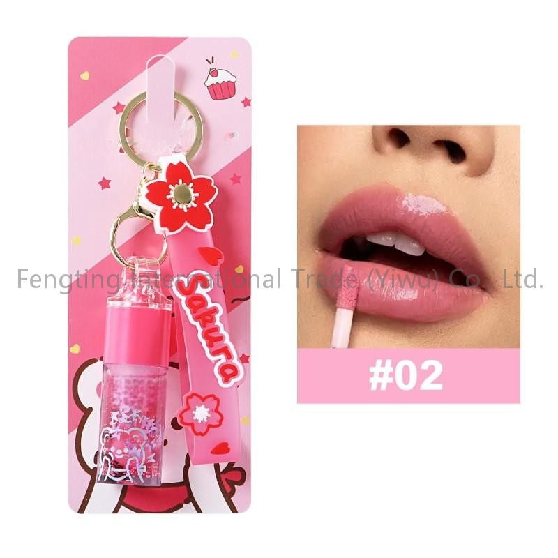 Wholesale Private Label Luxury Vegan Lip Gloss Key Chain Long Lasting Moisturizing Herbal Super Shimmer Glitter Lip Plumping Oil for Brazil Market