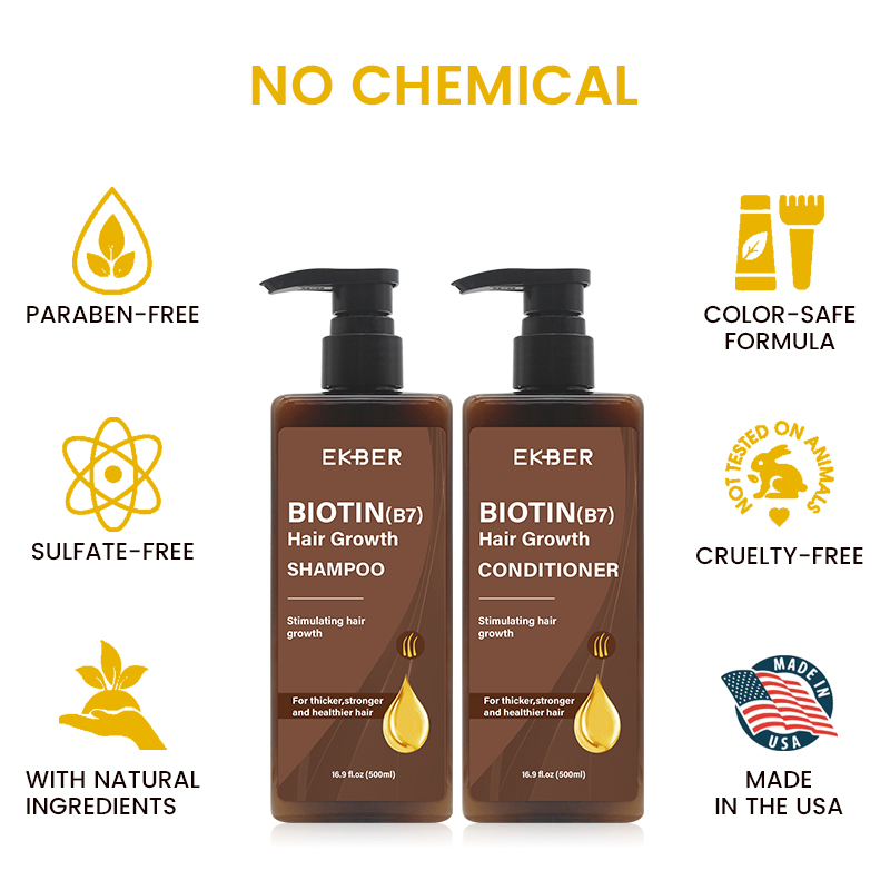 Hot Selling 100% Natural Extract Hair Care Product Anti Hair Loss Hair Growth Moisturizing Biotin Hair Shampoo & Conditioner