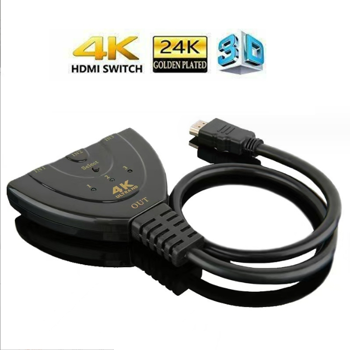 High-Speed HDMI Switcher for 3 Devices to 1 TV