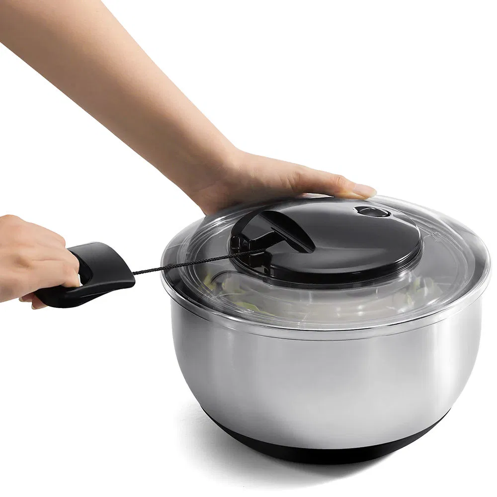 High Quality Stainless Steel Quick Dry Design Manual Salad Spinner