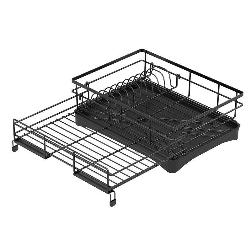 Kitchen Countertop Drain Bowls Dishes Tableware and Expandable Storage Rack