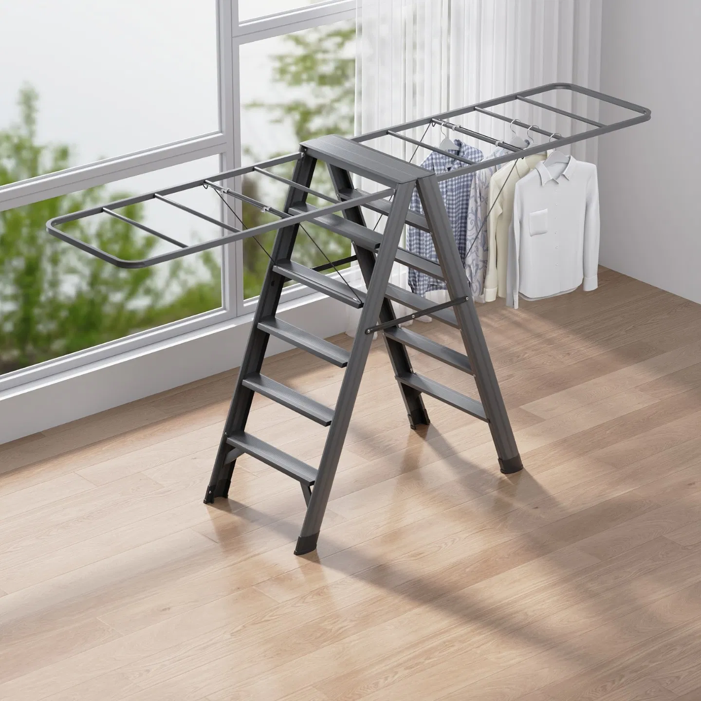 Metal Foldable Clothes Drying Rack Hanging Display Rack Multi-Color