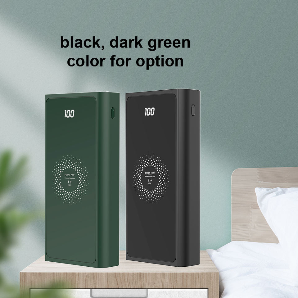 Пауэрбанк 22500 мАч с дисплеем, PD 22.5W и беспроводной зарядкой 15W