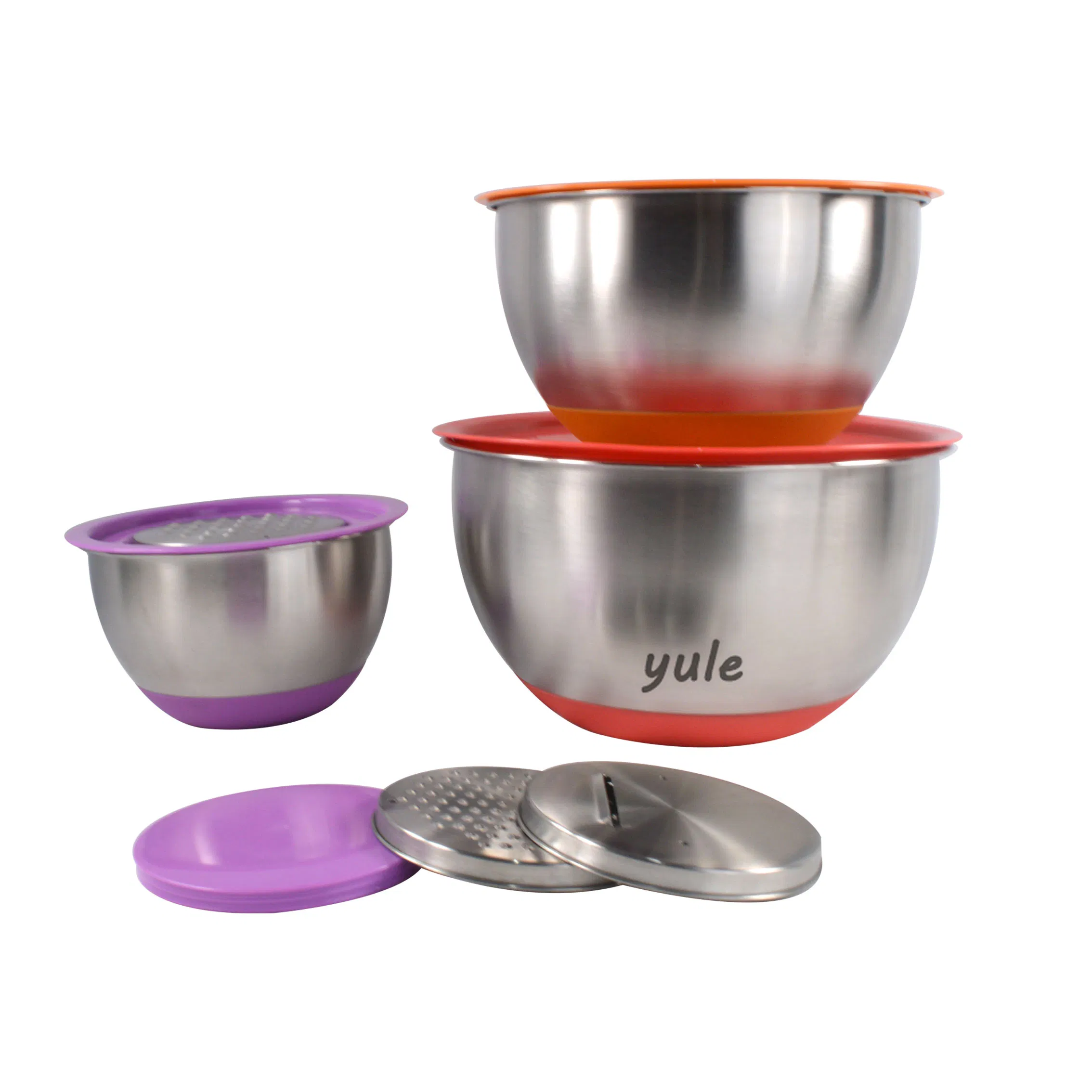 House Cooking with Multi-Function Lid Stainless Steel Nesting Mixing Bowl with Grater