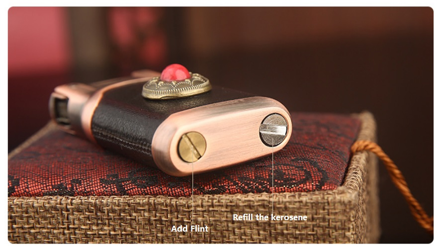 Elegant Oil Kerosene Vintage Compact Mini Pure Copper Brass Custom Metal Refilling Special Flint Lighter