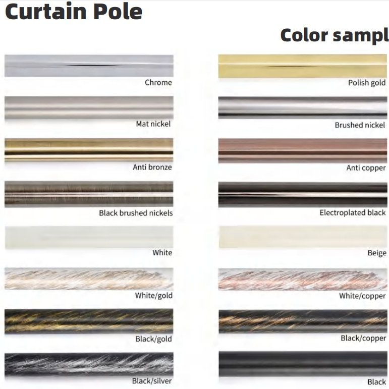 Curtain Rod Pole Set and Finials Electroplated Metal Iron Curtain Rod Finials