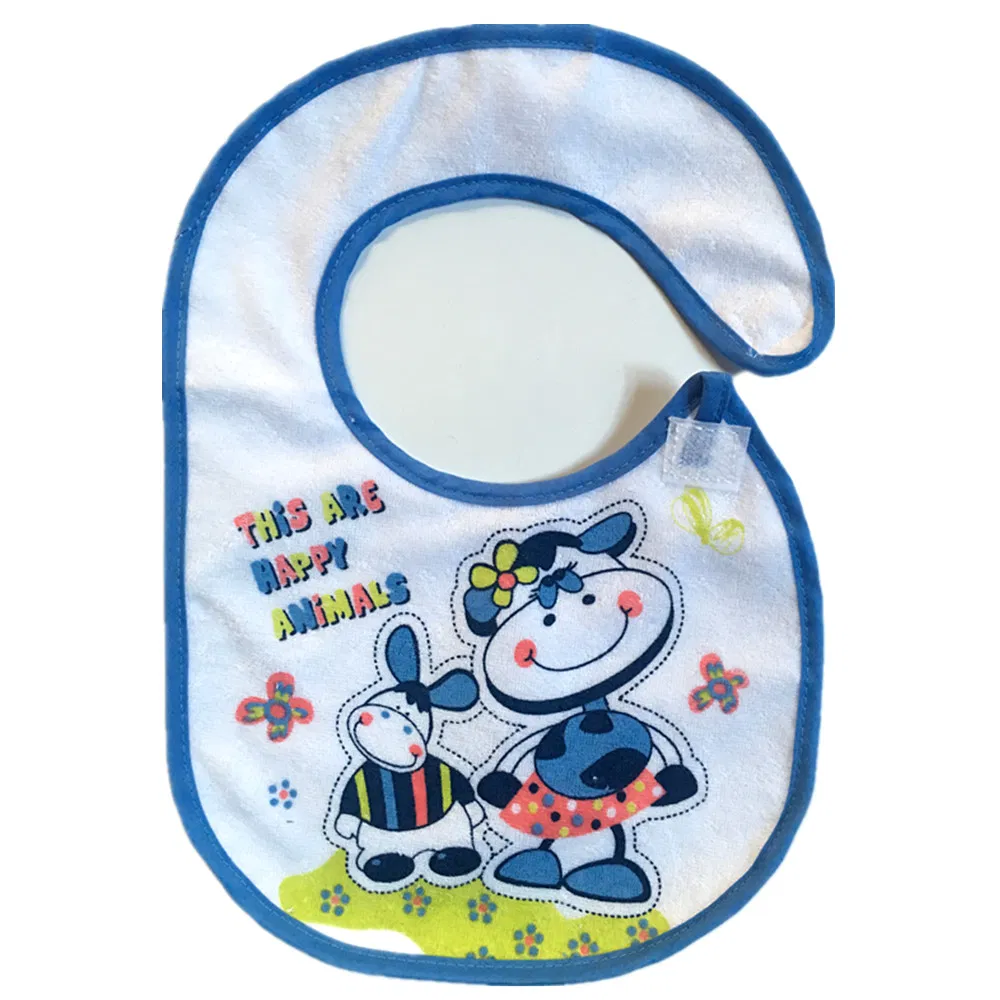 OEM Custom Logo Printed Promotional Advertising Cotton Terry Baby Bib Adjustable Drool Bibs