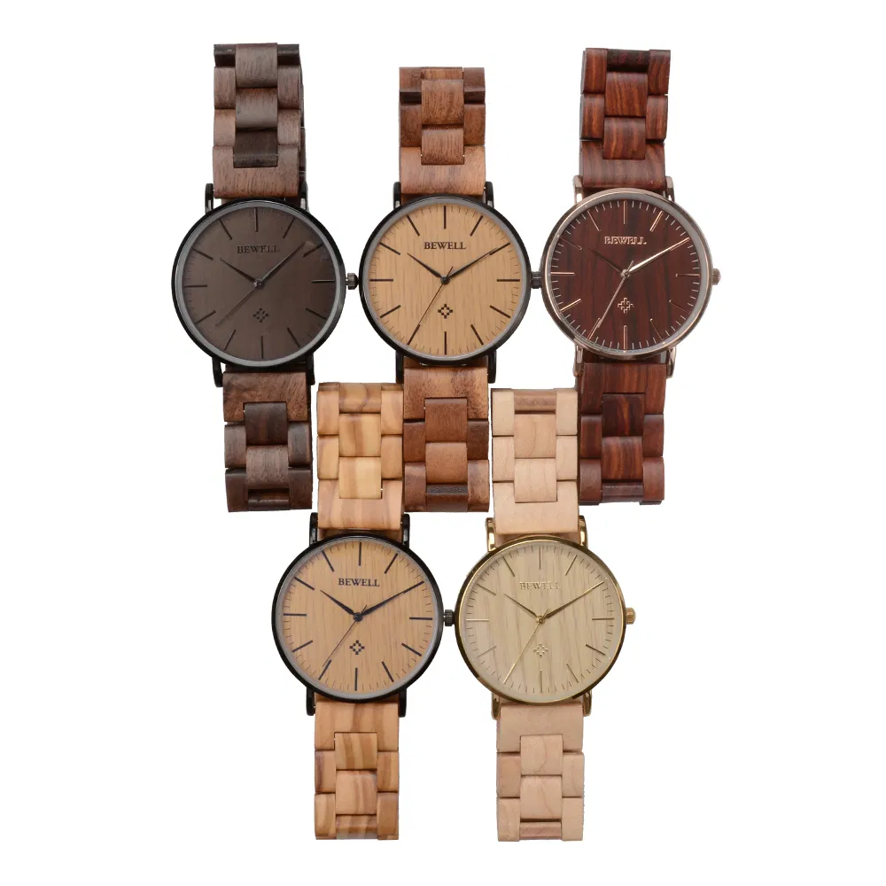 Watches Men Stainless Steel and Wood Watches, 3ATM Water Resistant Stainless Steel Watch Case
