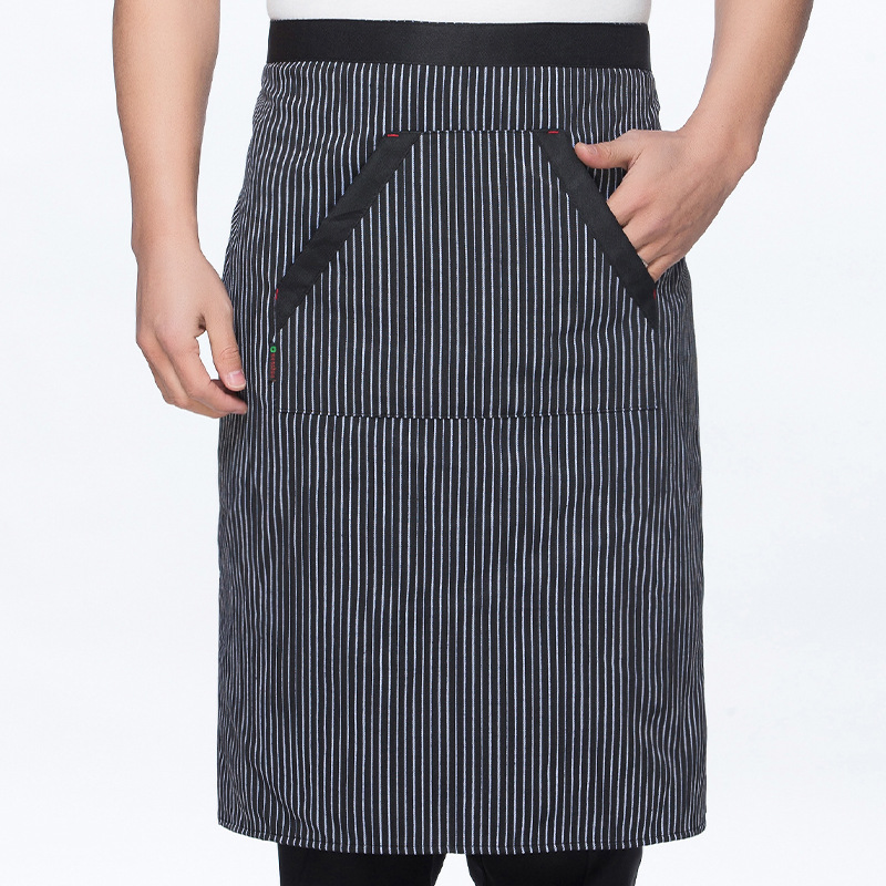 Wholesale Custom Embroidered Logo Mens Work White Blank Cotton Adult Size Barbecue Half Aprons Kitchen Chef