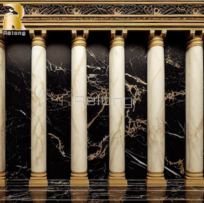 Custom Size Natural Marble Round Stone Columns Pillar Wholesaler