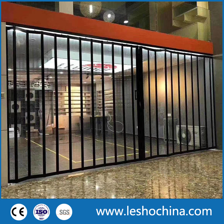 Commerical Full View Polycarbonate Transparent Shop Front Folding Door Sliding Door