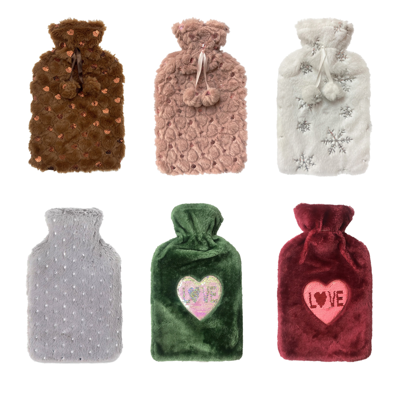 Thicken The Plush Hot Water Bag with Cover Hot Water Bottle Luxury Fur Cover Soft Hot Water Bag Cover