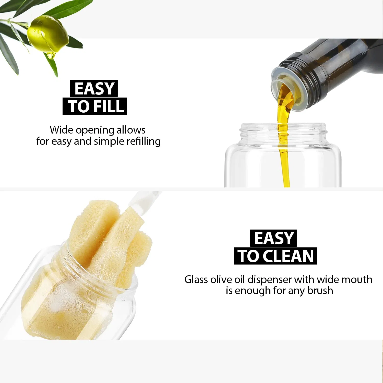 Glass Oil and Vinegar Dispenser Bottles for Kitchen Olive Oil Dispenser