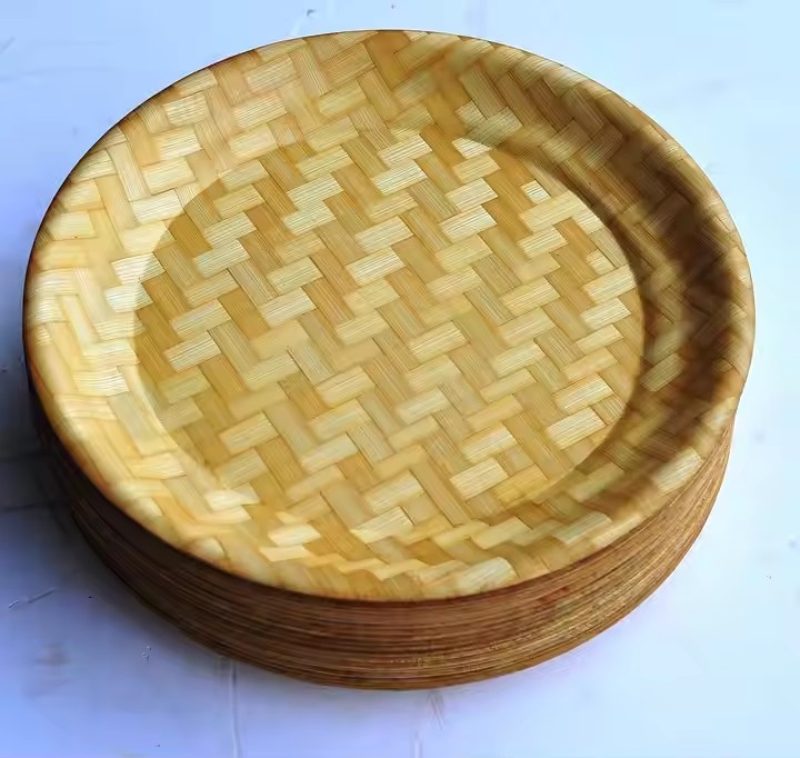 Round Bamboo Weaving Tray for Nuts Furit