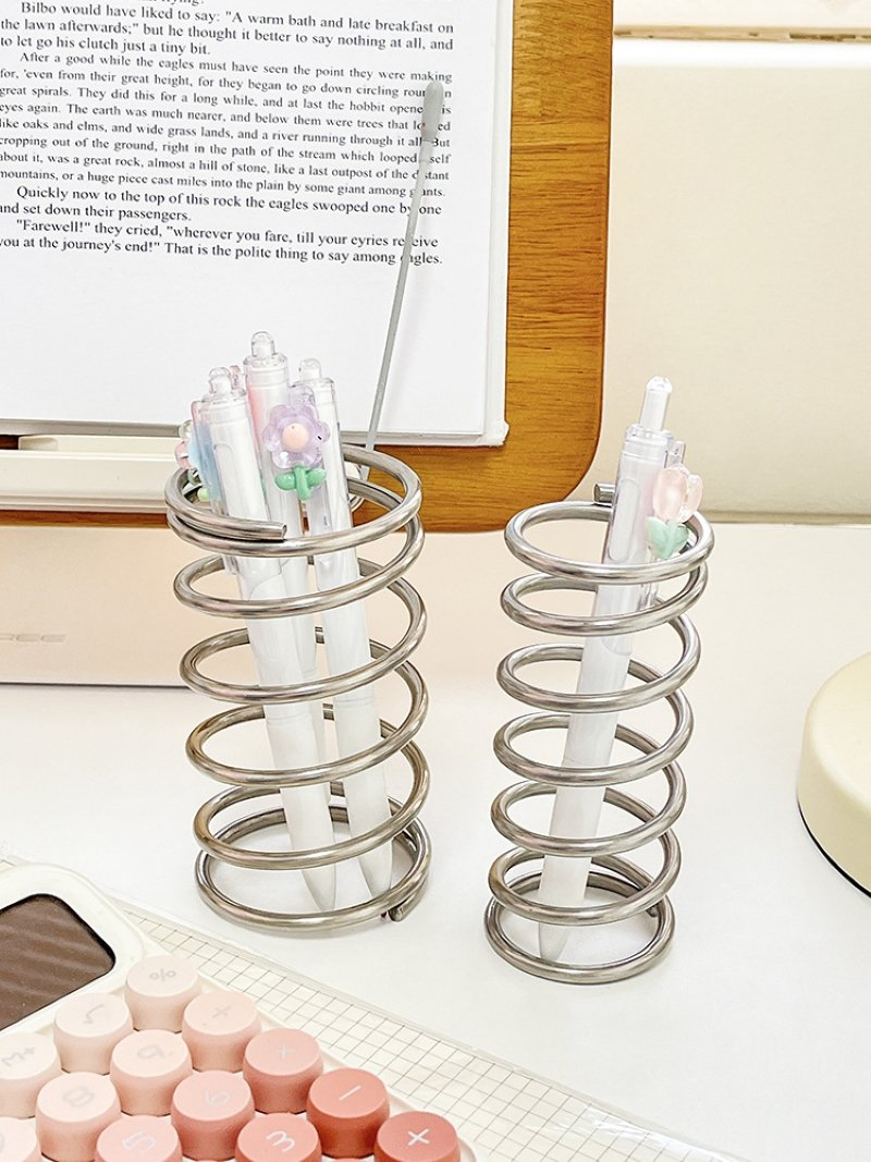 Spiral Pen Pot Metal Pencil Holder Toothbrush Holder Cup Wbb29966
