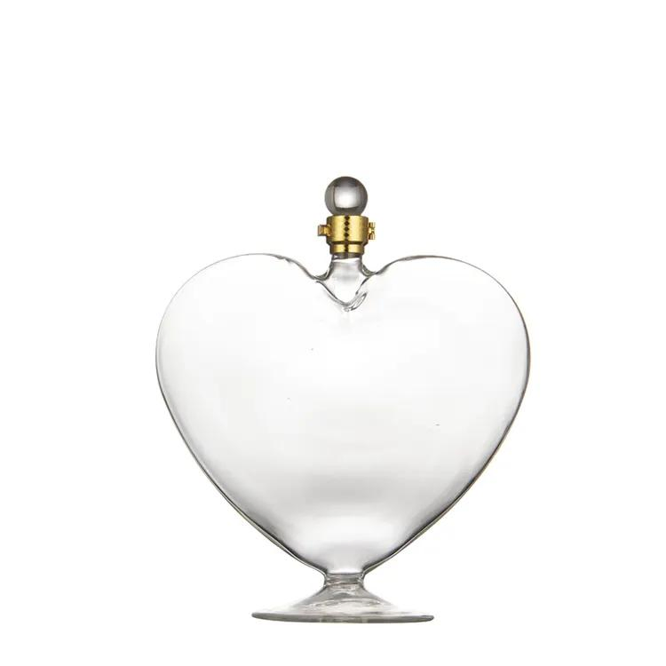 Heart-Shaped Empty Creative Art White Wine Bottle Transparent Lead-Free Sparkling Wine Bottle
