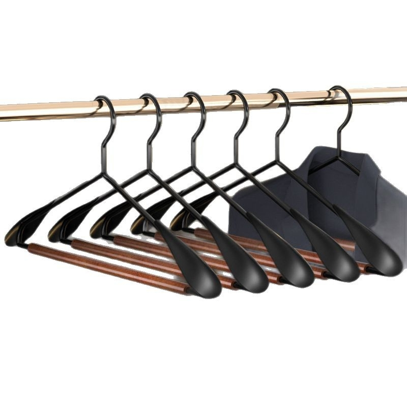 Multifunctional Lightweight Luxury Iron and Wood Hanger with Wide Shoulders