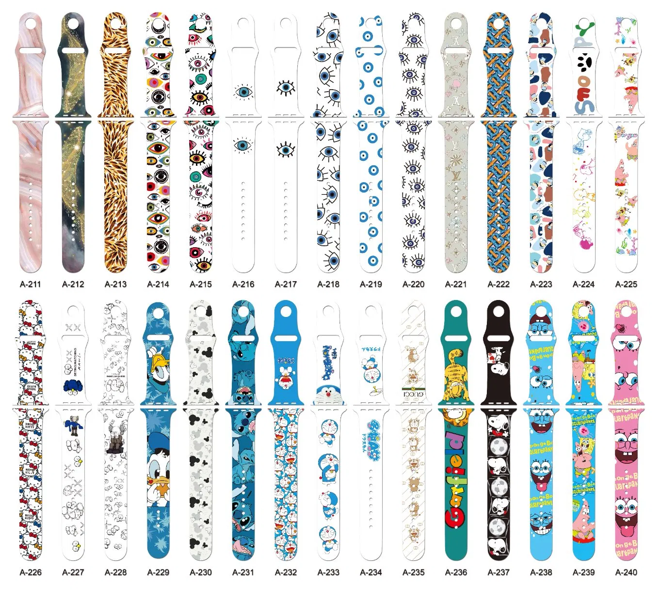 Cartoon Luxury Brand Soft Silicone Watchband for iWatch Ultra 38mm 42mm Watch Strap