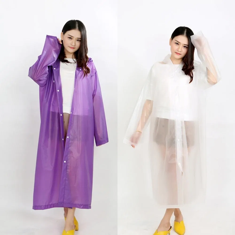 Portable Hooded Rain Coat Adult Thick Transparent Outdoor Travel Hoodie Rainwear Wyz20380
