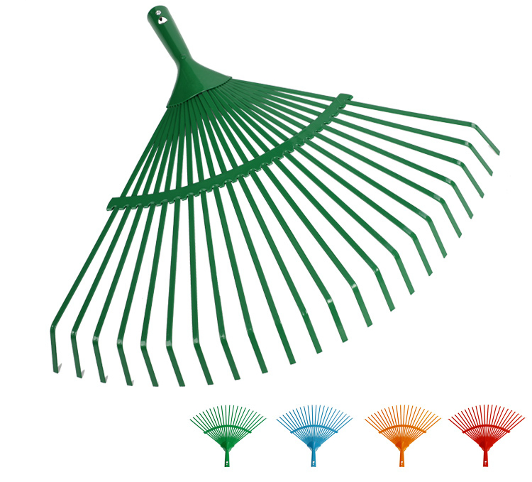 Heavy Duty Steel Garden Lawn Rake 22 Teeth Wooden Handle