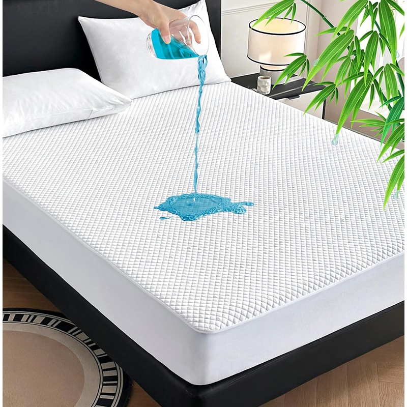 Cotton Fiber 3D Air Layer Hypoallergenic TPU Waterproof Mattress Protector Cover Bed Sheet
