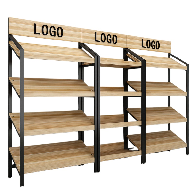 High Quality Steel and Wood Display Rack Supermarket Retail Store Display Rack