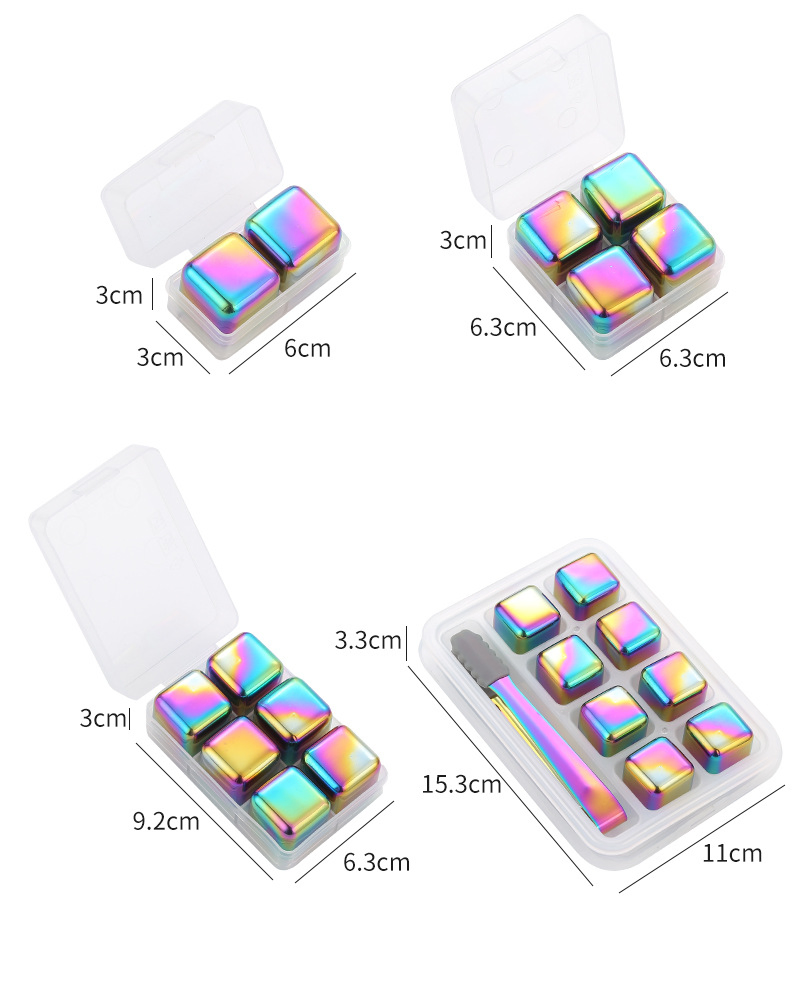 Luxury Stainless Steel Whiskey Cool Chiller Ice Stone Mirror Polish Ice Cube Set