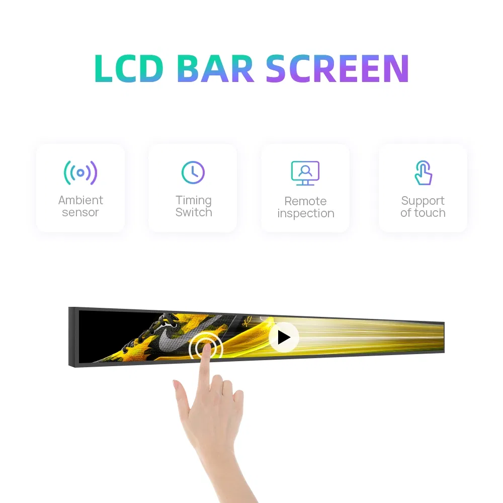 Supermarket Use Advertising Player Shelf Edge Ultra Wide LCD Stretched Bar Video Perfume Advertising Monitor