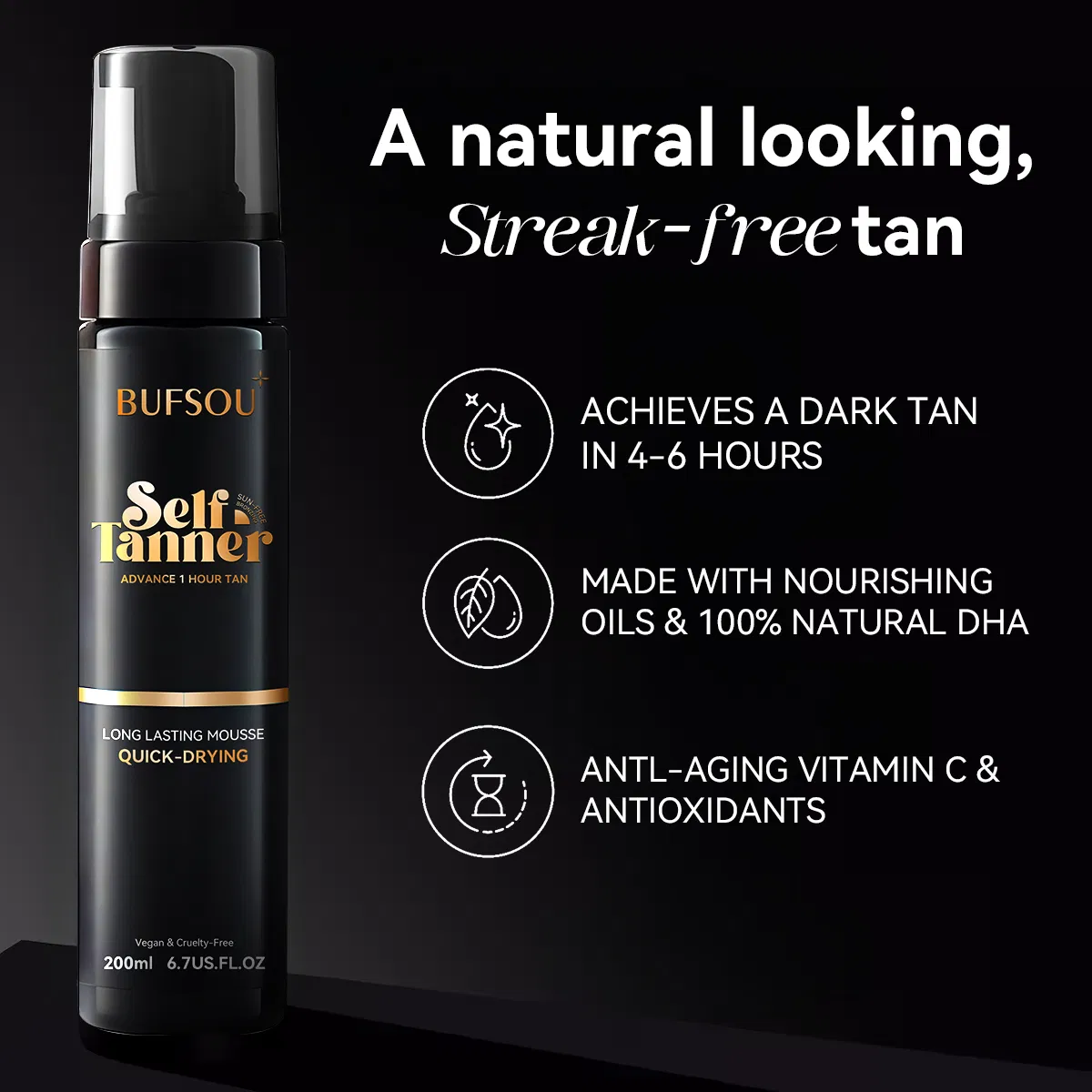 High Quality Indoor Body Tanner Anti-Aging Plant Extract Vitamin Long Lasting Natural DHA Vegan Private Label Self Tanner