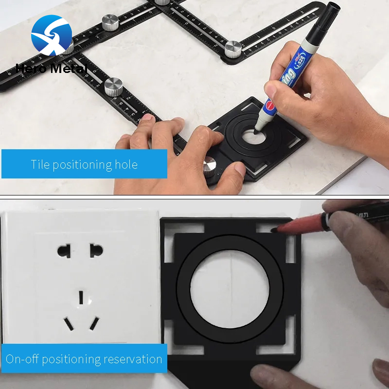 Adjustable Tile Hole Measuring Tool Multiple Opening 6 Folding Ruler Tile Hole Locator