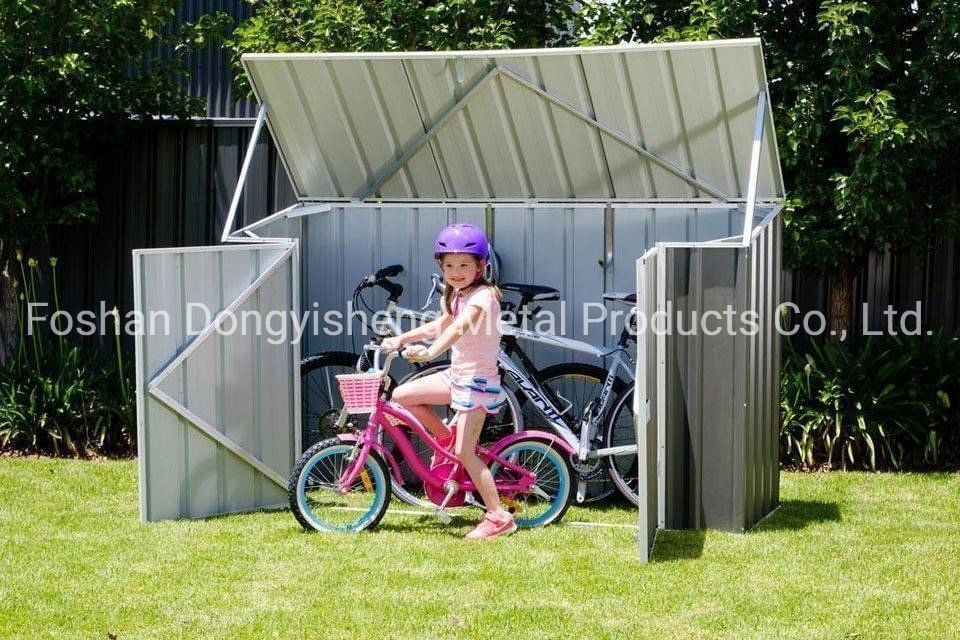 Easy Assembling Steel Panel Garden Shed Tool Kit Storage House with Flat Pent Roof and Double Sliding Doors RDS2618-G2