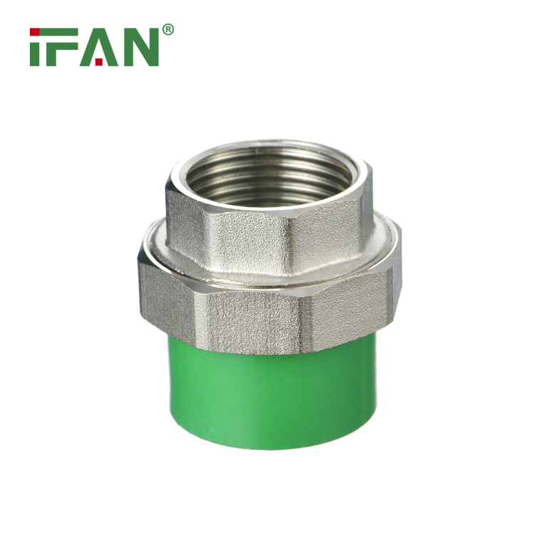 Ifan Safety NBR 15884 PPR Fittings Plumbing 20-110mm Green Color Fitting PPR Female Union Brass PPR Pipe Fitting